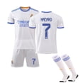 thumbnail image 1 of Nueva camiseta de fútbol para niños 2021/2022 7 # Hazard 10 # Modric Football Jerseys Suit Shorts/calcetines Set-7 White-22 BmatwkZeng Bmatwk Jersey, 1 of 2