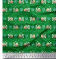 thumbnail image 1 of Soimoi Green Heavy Satin Fabric Snowman & Snowflake Christmas Fabric Prints By Yard 54 Inch Wide, 1 of 3