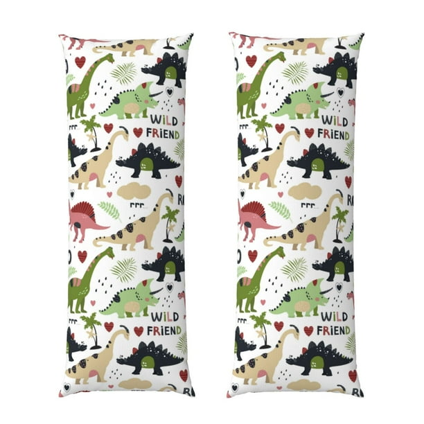 Balery Dinosaur Funda Protectora para Almohada Corporal de Algodón Hipoalergénico con Cierre(55 x 21 pulgadas), Almohadas No Incluidas