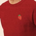 thumbnail image 5 of Dalix Strawberry Embroidered Fleece Crewneck Long Sleeve Sweatshirt Mens in Heather Red XL X-Large, 5 of 5