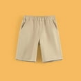 thumbnail image 4 of LIIPEE Boys Girls Shorts Solid Color Elastic Waist Wide Leg Shorts With Pockets Toddler Breathable School Shorts,Khaki,3-4 Years, 4 of 8