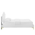 thumbnail image 4 of Platform Bed Frame, Rivet Nailhead, King Size, White, Velvet, Mid Century Bedroom, Modern Contemporary Boutique HB35447, 4 of 12