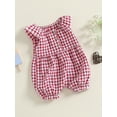 thumbnail image 3 of Suealasg Baby Girls 3-Pack Romper Bodysuit Fly Sleeve Round Neck Plaid Buttons Up Jumpsuits 3 6 12 18 Months Infant Girls Summer Casual Jumpsuits Clothes, 3 of 7