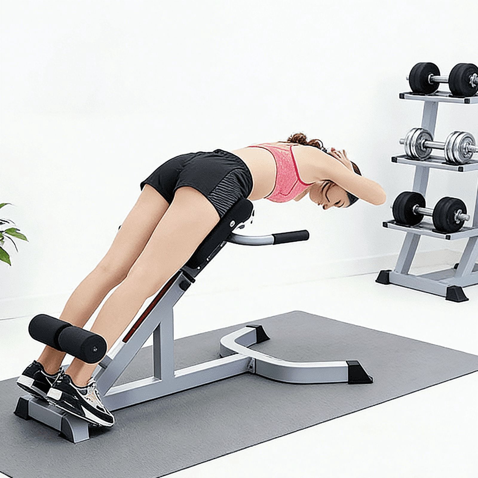 FITINJOY Roman Chair Back Extension Machine for Home Gym, Adjustable Hyperextension Bench for Glutes, Core & Lower Back Workouts, Multi-Function Heavy-Duty Fitness Equipment