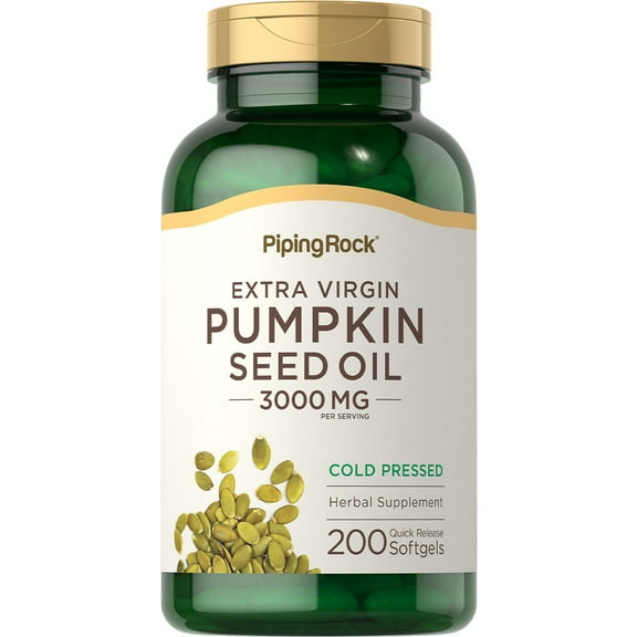 Pumpkin Seed Oil 3000 mg | 200 Softgels for Men and Women | by Piping Rock