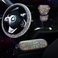 thumbnail image 1 of IFENG Bling Car Accessories set for Women, Bling Steering Wheel Cover for Women Universal Fit 15 Inch, Rhinestone Center Console Cover, Bling Gear Shift Cover, Crystal Car Decor Set 3pc (Multicolor), 1 of 6