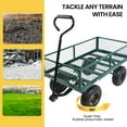 thumbnail image 5 of Aukfa Utility Garden Cart, Heavy Duty Metal Wagon Cart with Rotating Handle, Removable Sides/10" Wheels for Outdoor Hauling/Gardening, Green, 5 of 8