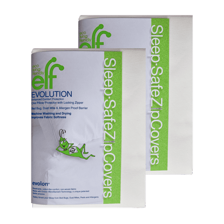 Evolon Allergy Pillow Protector | 2 Pack Standard Zippered Encasement | Dust Mite, Bed Bug, and Allergen Proof (Best Bed Bug Pillow Encasements)