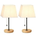 thumbnail image 2 of Bedside Lamp Set of 2, Zip Switch and Wooden Base, Trapezoidal Linen Shade, 2 of 3