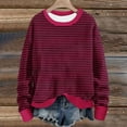 thumbnail image 2 of hotojiny Long Sleeve Sweatshirt for Women Casual Crew Neck Knit Pullover Tops Fall Fashion Striped Tunic Tops, 2 of 5