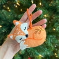 thumbnail image 3 of Sleeping Fox Ornament, Fair Trade Embroidered Wool Christmas Decor Handmade in Peru, 3 of 4