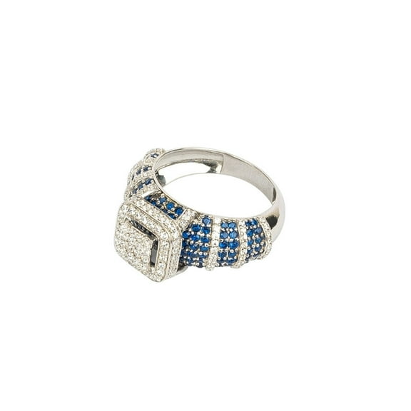 Stunning 3.70ct Round Moissanite & Sapphire - Natural White Gold Plated Ring - Unheated, Lab-Created Elegance