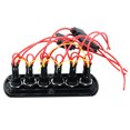 thumbnail image 4 of 6-Gang Marine & RV Rocker Switch Panel with Blue LED, 12V 20A Heavy-Duty, IP66 Waterproof, ABS+Carbon Fiber Vinyl+Stainless Steel Construction, 64x169mm Size, Includes Labels, Screws, Stainless Steel, 4 of 6