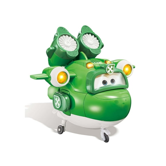 Super Wings - 6'' Deluxe Transforming Supercharged Mira Airplane Toys | Plane to Robot | Toy Plane Vehicle Gift for Preschool Kids 3 4 5 year old Boys Girls | Light and Sound Effects, Green