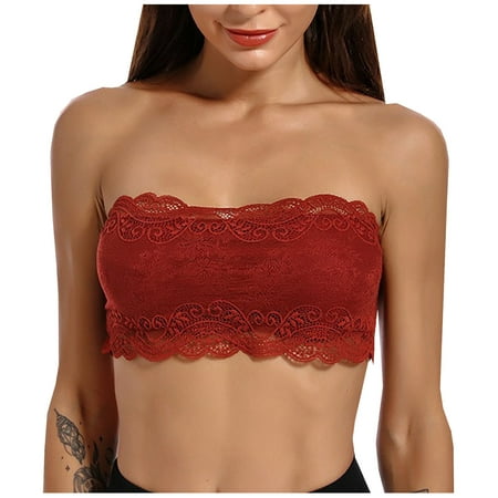 

Egmy Women s Lace Beauty Back Tube top Wrap Chest Sexy Bottoming Vest Hollow Bra