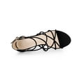 thumbnail image 4 of BLISSFUL STEP Crisscross Strappy Strap Chunky Heel Sandals for Women, 4 of 6