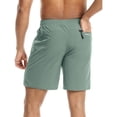 thumbnail image 4 of Men's Quick Dry Athletic Shorts,7 Inch Inseam Drawstring Workout Shorts with Zipper Pockets, Lightweight Breathable Running Shorts 21 Light Green M, 4 of 7