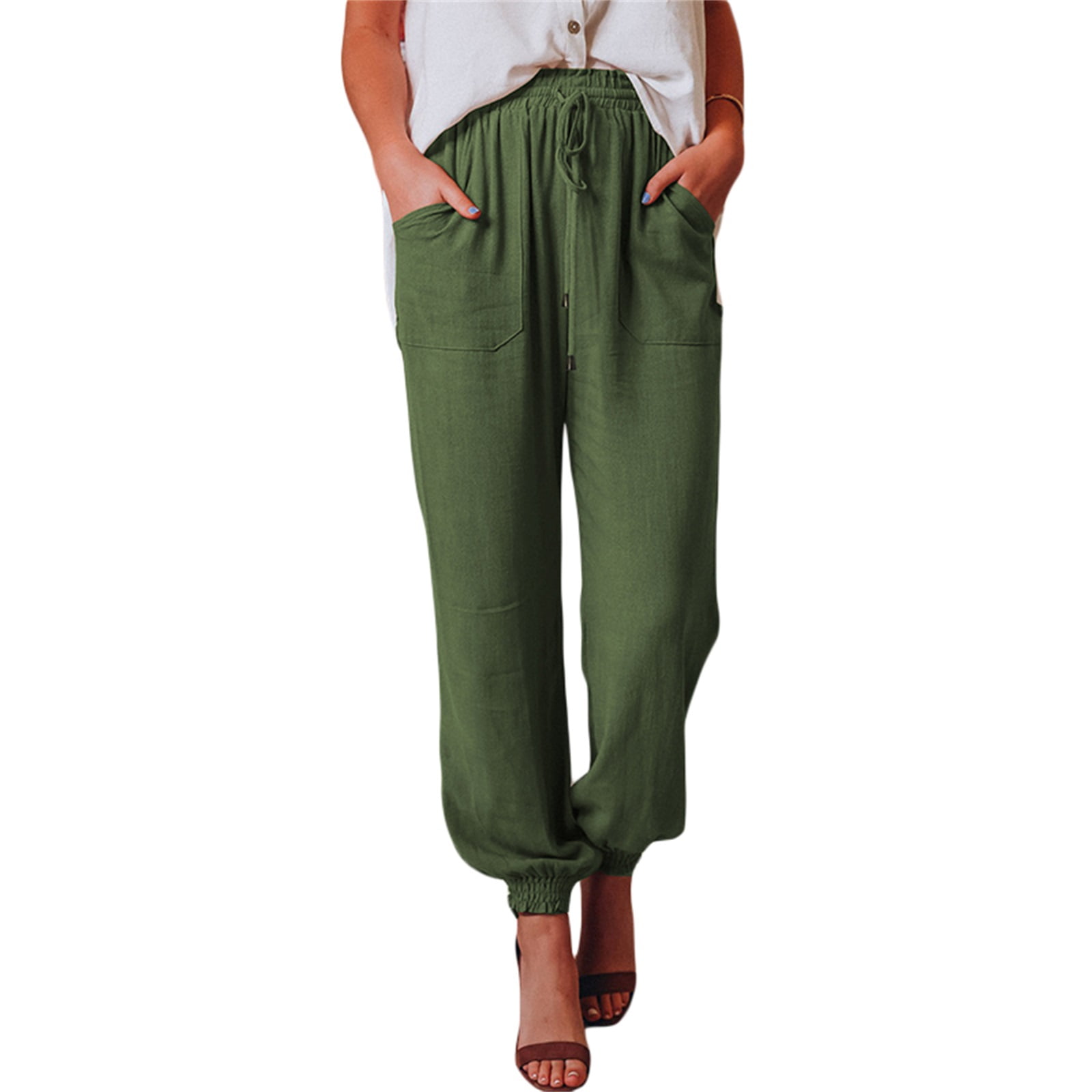 UUYUK Women Casual High Waist Pure Color Harem Jogger Pants Trousers UUYUK Women Casual High Waist Pure Color Harem Jogger Pants Trousers