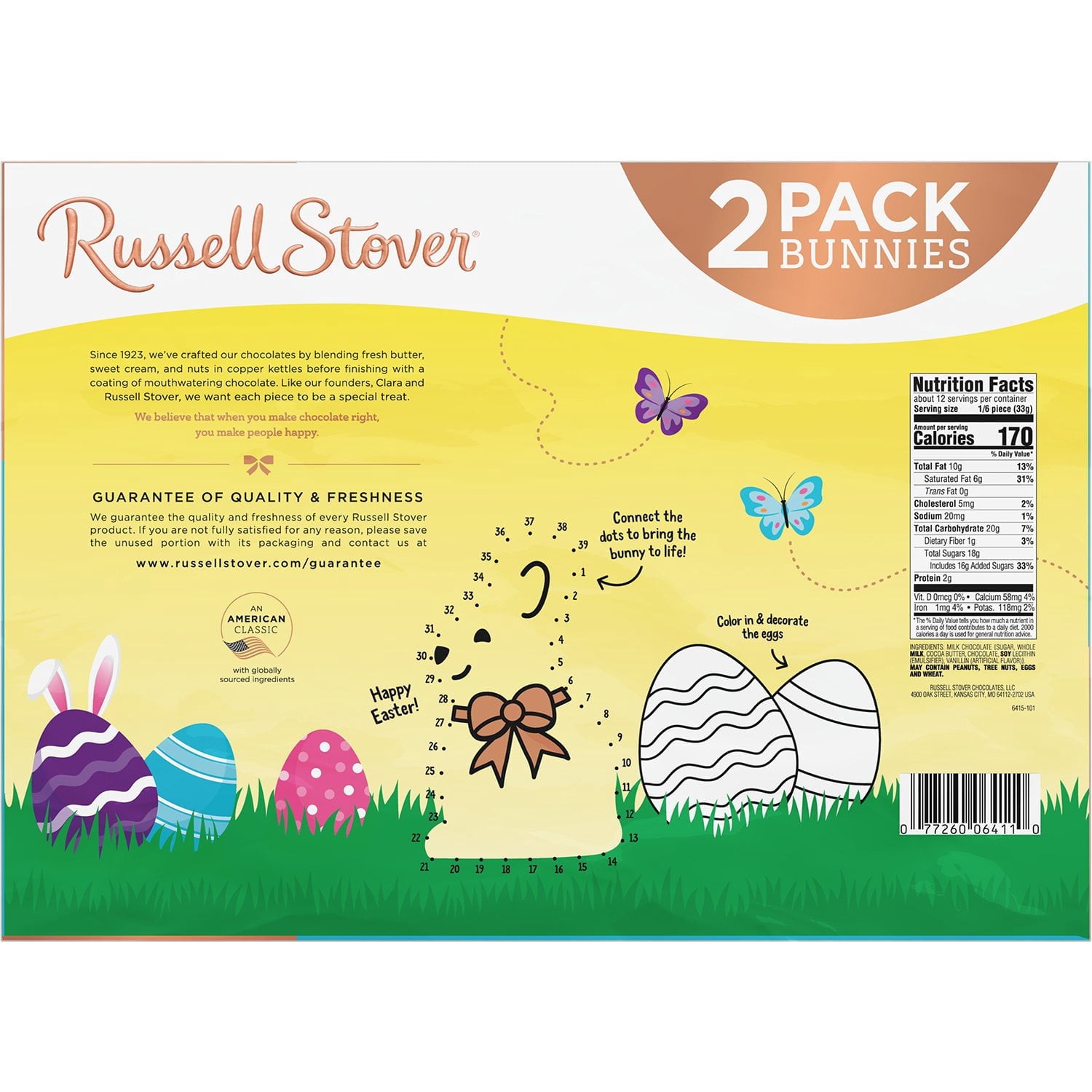 Russell Stover Easter Bunny Solid Milk Chocolate Candy Rabbits, 2 pk.
