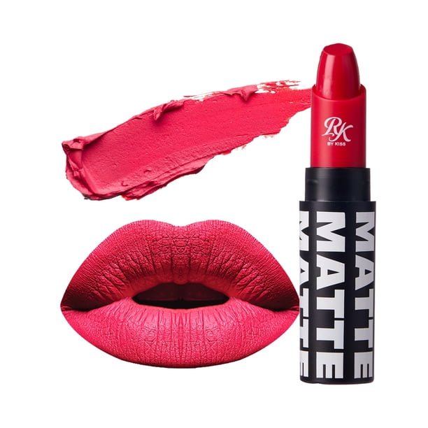 Ruby Kisses Lápiz labial Acabado mate Larga duración Altamente pigmentado Suave Aplicar total Maquillaje de color de labios (Mangle rojo)