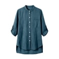 thumbnail image 6 of YanHoo Womens Button Down Shirts Trendy Roll Up Long Sleeve Shirt Loose Dressy Casual Tops Going Out Work Blouses, 6 of 8