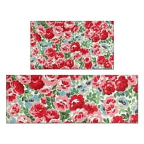 Pioneer Flower Floral Print Pattern Kitchen Rugs Sets Of 2,Anti Fatigue Kitchen Mat Rugs Non Slip Washable,Decorative Kitchen Floor Mats for Kitchen,Sink,Laundry,17"x30" 17"x47"