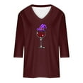 thumbnail image 5 of Heisall Womens Tops 2025 Fall Halloween Print V Neck Round Neck 3/4 Sleeve Loose Casual Blouses Halloween Fashion Shirts, 5 of 5