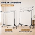 thumbnail image 4 of HOKEEPER Heavy Duty Commercial Z Base Garment Rack, 500 lbs Capacity Steel Clothing Display Rack with 2 Display Arms, Adjustable Height 60"-72", Transparent Dust Cover for Store & Home, Silver, 4 of 10