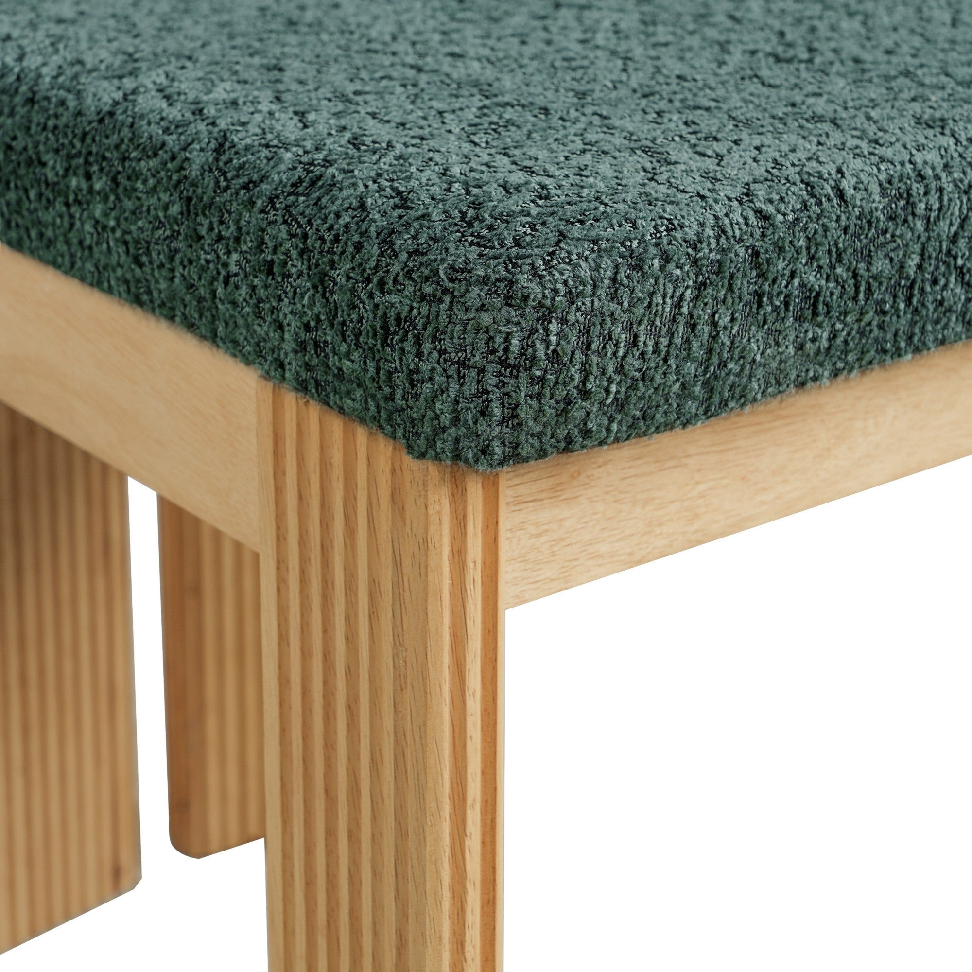 Sailvan Boucle Dining Set of 2 Chairs with Rubber Wood Frame,Upholstered Mid-Century Modern Kitchen Chairs for Small Spaces Green