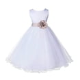 thumbnail image 1 of Ekidsbridal Wedding Pageant White Flower Girl Dress Tulle Rattail Edge Toddler Junior Bridesmaid Recital Easter Dress Holiday First Communion Birthday Girls Clothing Baptism biscotti 829S size 12-18, 1 of 3