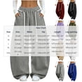 thumbnail image 6 of Vixolx Womens Wide Leg Sweatpants Decorative Drawstring Elastic Waist Baggy Barrel Pants with Pockets Casual Solid Color Trousers, 6 of 7