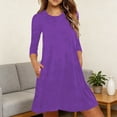 thumbnail image 2 of Levmjia Womens Nightgown Dress Solid Color Round Neck 3/4 Sleeve Sleepwear Mid Length Comfortable Soft Loose Fit Home Sleeping Wear, 2 of 7