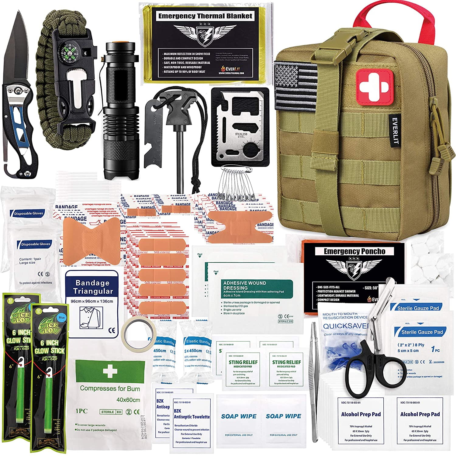 ASATechMed Emergency Survival Trauma Medical Kit w/ Molle Pouch First Aid Kit
