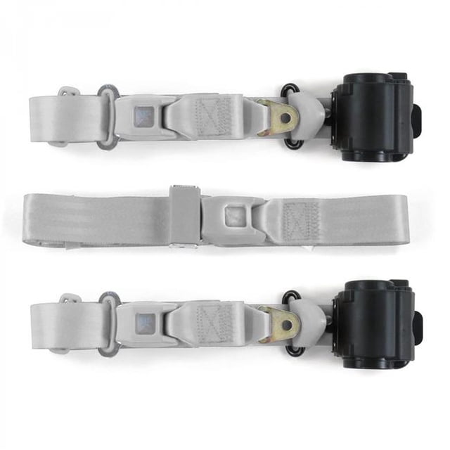 Standard 3 Point Gray & Grey Retractable Bench Seat Belt Kit for Ford 1928-1931 Model A - 3 Belts