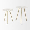 thumbnail image 4 of Vivienne  White Marble Antique Gold Metal Round Large Side Table, 4 of 10