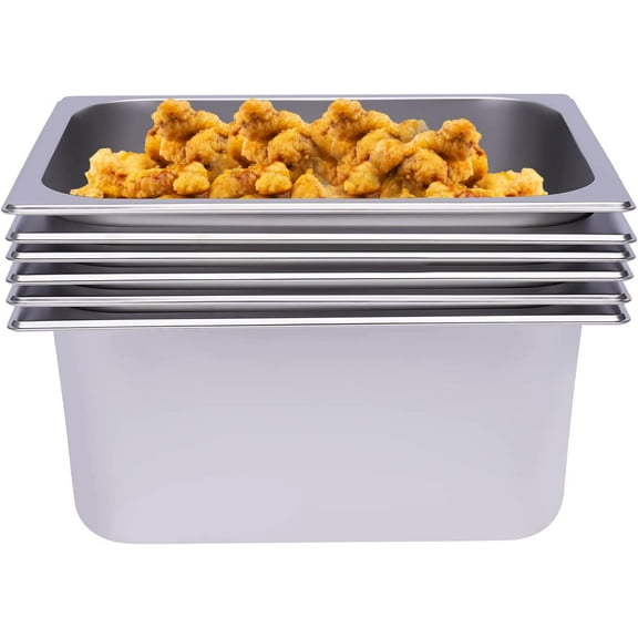 Commercial 6-Pack 6" Deep Stainless Steam Prep Table Buffet Catering Food Pan