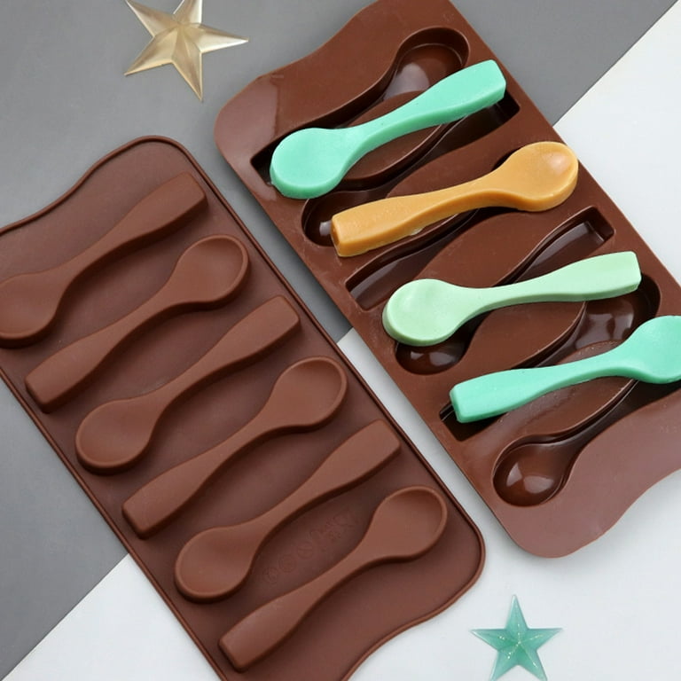 Spoon Shape Molds 6 Cavity Chocolate Candy Gummy Molds Food Grade Chocolate  Ice Jelly Silicone Mold Baking Tools