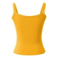thumbnail image 5 of Women Spaghetti Strap Neck Ribbed Tank Tops Slim Fitted Camisole Basic Sleeveless Layering Shirts Yellow L, 5 of 5