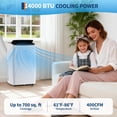 thumbnail image 5 of PYY 14000 BTU Portable Air Conditioner, Fast Cooling AC Unit for Rooms up to 500-800 Sq.Ft, 50dB Quiet Operation, Portable Room AC with Remote Control & Push Button, ETL Certified, White, 5 of 10
