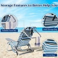thumbnail image 4 of PINDEE Portable Beach Chair for Adults, Outdoor Lightweight Camping Chair Lay Flat Folding Backpack Beach Reclining Chair with 4 Positions, Headrest, Cooler Pouch, Cup Holder,White Striped, 4 of 8
