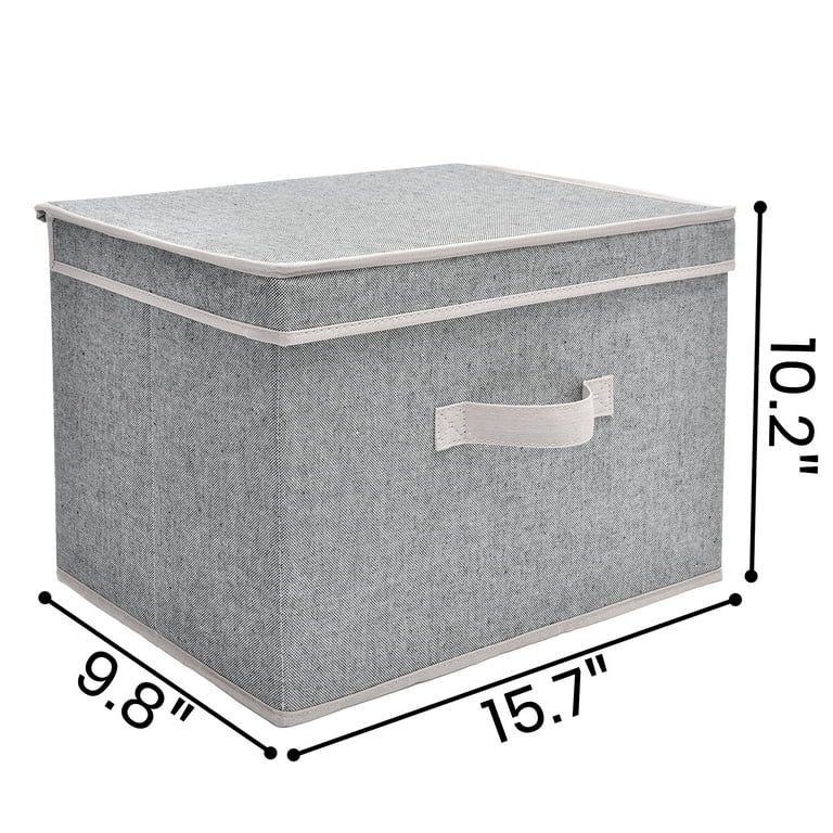 Gray Stripes Folding Large Fabric Storage Bins with Handles (Set of 3)