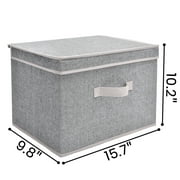 StorageWorks Fabric Storage Bins with Lids & Handles, Decorative Storage Boxes for Closet & Shelf, Large Storage Bins, 2-Pack, Gray, 14.7 x 9.8 x 10.2