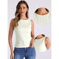 thumbnail image 2 of DARING DIVA Women's Knit Sleeveless Boat Neck Fitted Textured Tank Top M Beige, 2 of 6