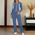 thumbnail image 2 of Valora Women Fashion Outfit Casual Fall Sweatsuit Set for Everyday Comfort Solid Color Two Piece Outfit with Hoodie and Jogger Pants Relaxed Style for Daily Wear and Weekend Blue, 2 of 4