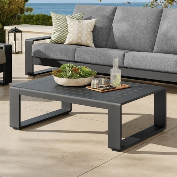 Modway Lirienne Outdoor Patio Aluminum Coffee Table in Gray by Modway