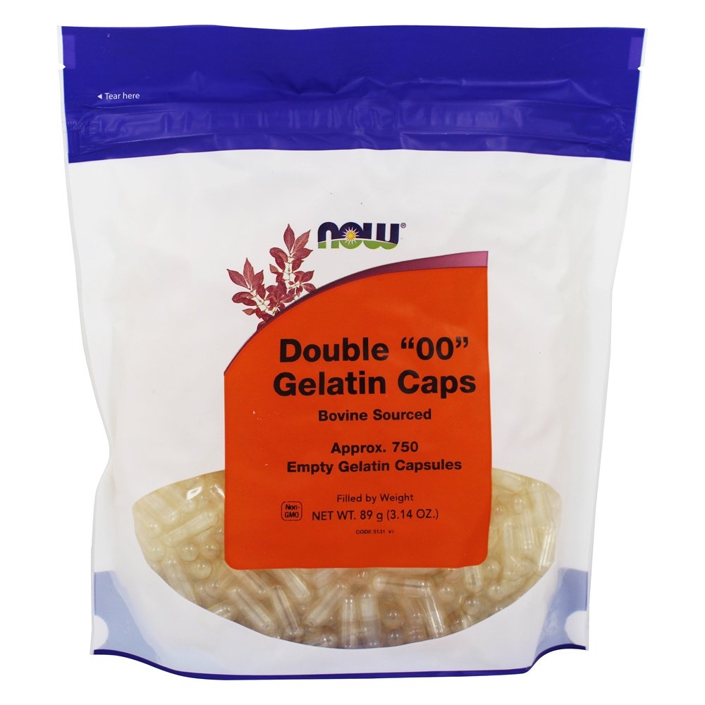 NOW Foods Gelatin Empty Capsules Double '00' Size 750 Capsules