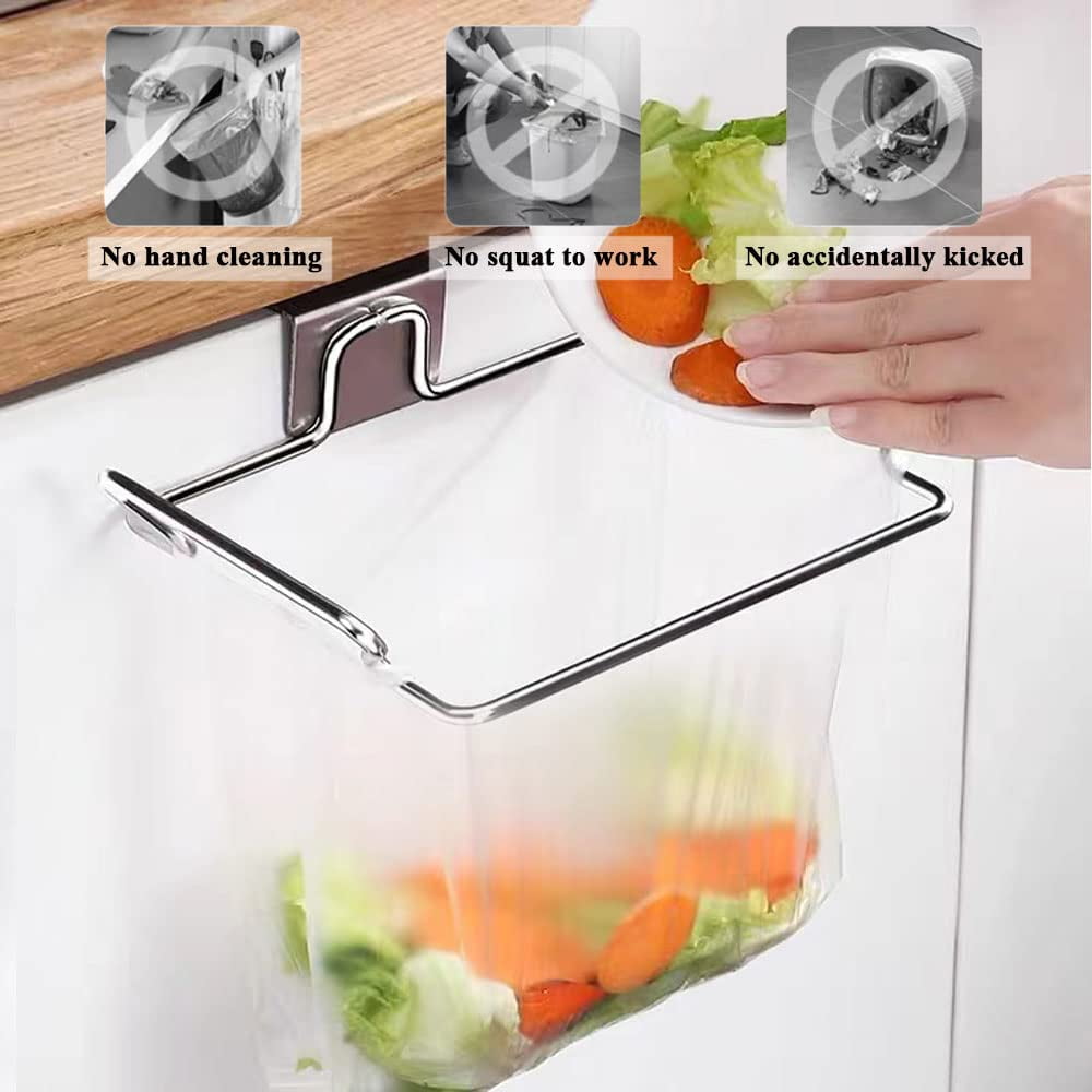 4 Pcs White Wall Mounted Self-adhesive Trash Bags Storage Rack Film Wrap Organizer Holder