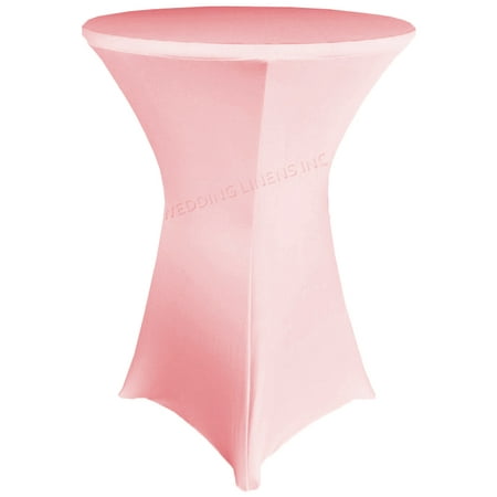 

Wedding Linens Inc. (200 GSM) Premium 36 x 42 Round Cocktail Highboy Spandex Stretch Fitted Table Cover Tablecloths - Pink