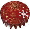 thumbnail image 3 of Christmas Tablecloth 60 Inch Round Gold Love Heart Shape Red Snowflakes Tablecloths Fabric Farmhouse Xmas Winter Holiday Table Cloth Decorative for Picnic Party Home Indoor Outdoor, 3 of 6