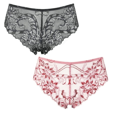 Curve Muse Women s Pack Of 2 Comfort Lace Tanga Hipster Boyshorts Panties-Pack F-White/Red Black/Grey-S/5